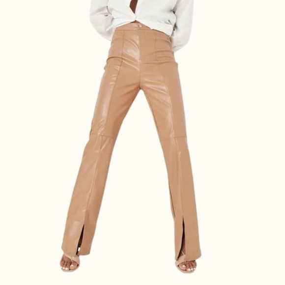 Missguided Faux Leather Flare Pants - Picture 1 of 3
